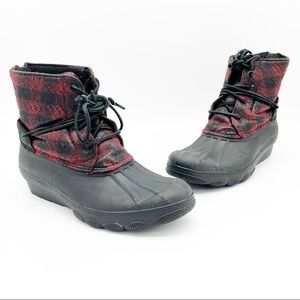 SPERRY Saltwater Tide Plaid Wedge Boots Size 11